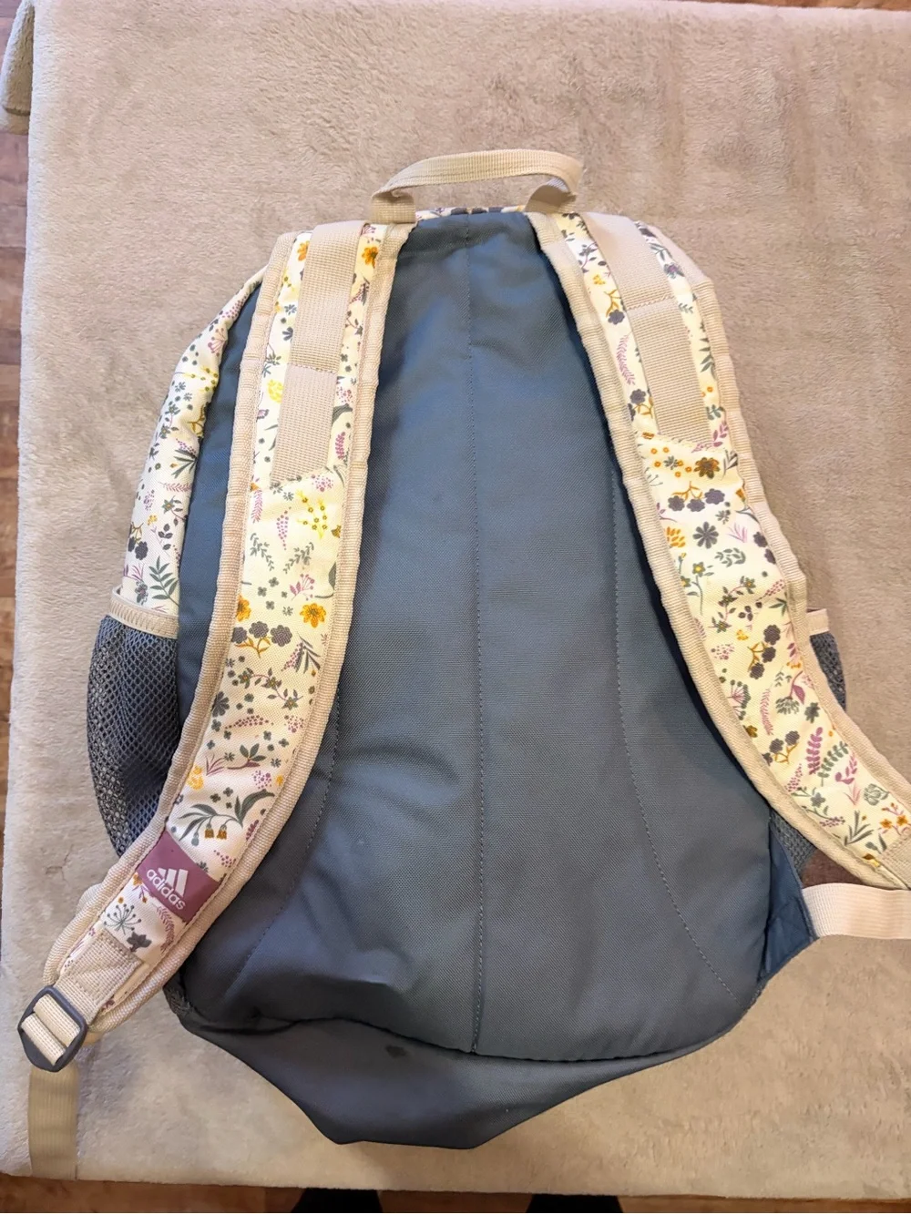 adidas Cream Floral Kids Backpack with Pastel Accents